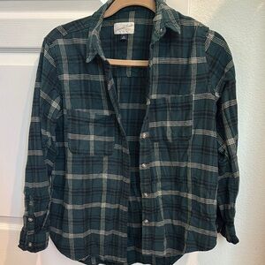 Green Plaid Button-Up Shirt